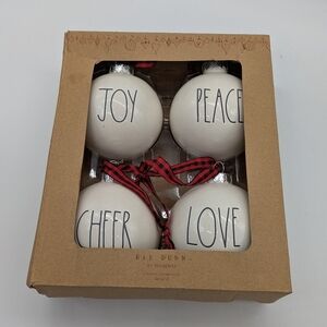 Rae Dunn ceramic peace joy cheer love Christmas holiday ornaments